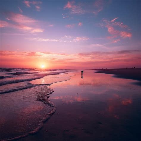 Premium AI Image | Golden Horizons Minimalist Beach Sunset