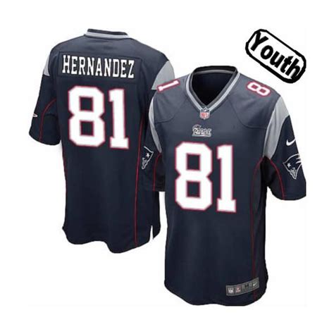 [Sewn-on,Youth]Aaron Hernandez New England Youth Football Jersey(Blue)