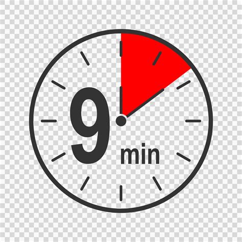 Clock icon with 9 minute time interval. Countdown timer or stopwatch symbol. Infographic element ...