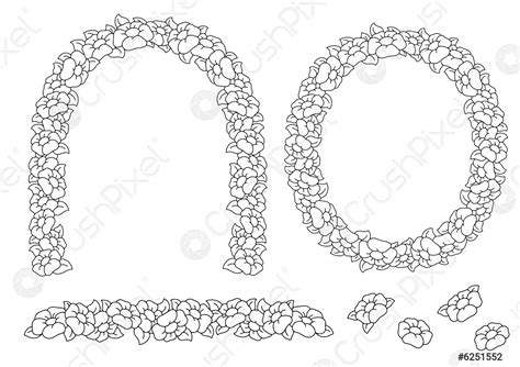Beautiful flower frame Coloring page Design element for greeting card - stock vector 6251552 ...