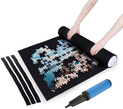 Black Felt Mat for Jigsaw Puzzles Storage Up to 1500 Pieces - 46" x 26 ...