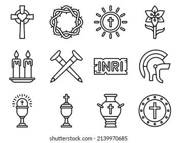 Holy Week Traditions Christianity Icon Set Stock Vector (Royalty Free) 2141494531 | Shutterstock