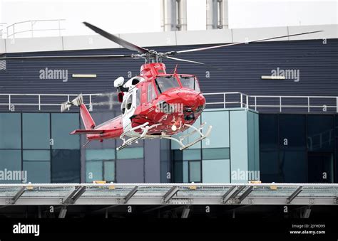 General view of an Emergency Rescue Helicopter landing at the Royal ...