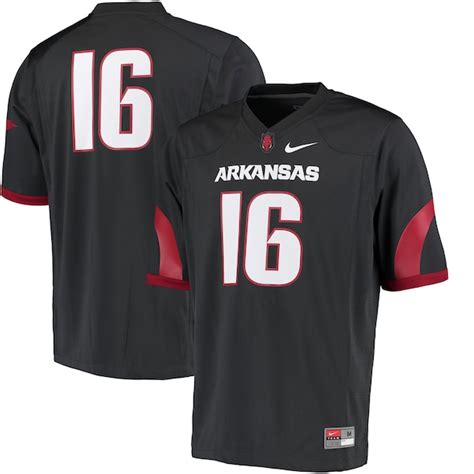 Arkansas Razorbacks Nike #16 Game Football Jersey - Anthracite ...