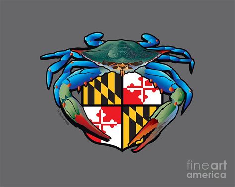 Blue Crab Maryland Crest Digital Art by Joe Barsin - Fine Art America