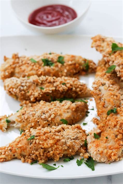 Not-Fried Chicken - Healthy Baked Chicken Tenders - Fitnessista