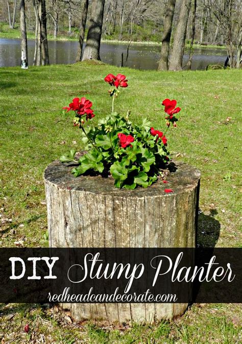 DIY Stump Planter - Redhead Can Decorate