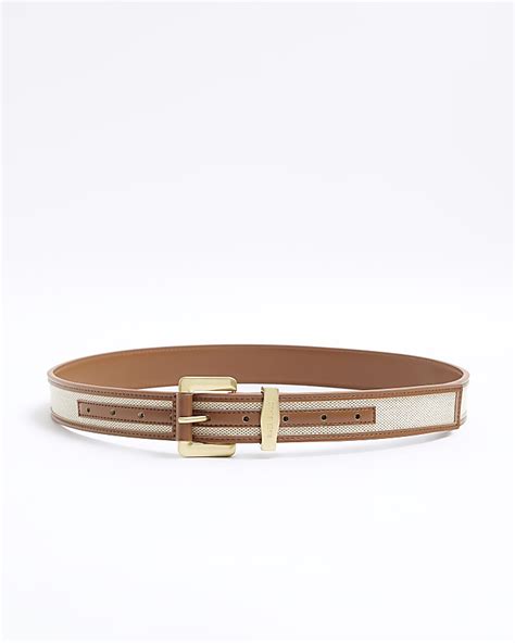 Brown Canvas Belt | River Island