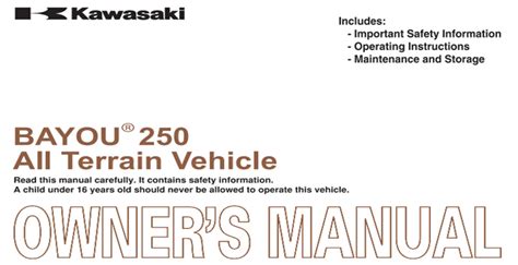 Kawasaki Bayou 250 Owner's Manual PDF