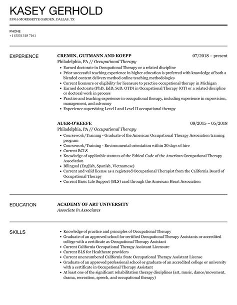 Occupational Therapy Resume Template