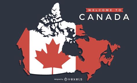 The illustration features the Canadian map with the flag over it. It also says Welcome to Canada ...