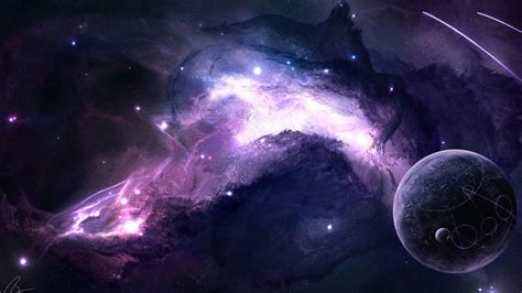 JoeyJazz, Space, Planet, Moon, Galaxy, Purple, Space art, Digital art ...