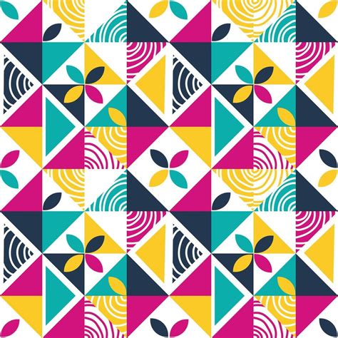 Abstract geometric pattern design in retro style bright colors vector illustration.Geometric ...