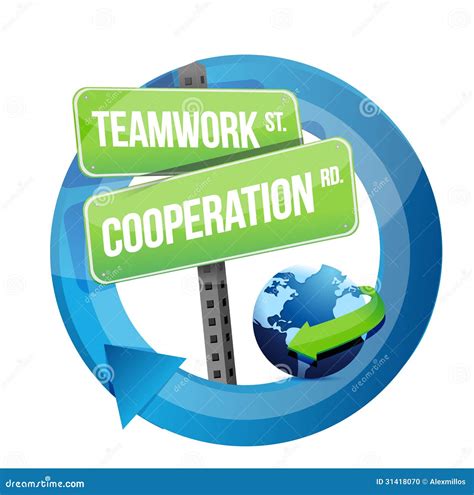 Teamwork Cooperation Road Sign Illustration Stock Photo - Image: 31418070