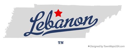 Map of Lebanon, TN, Tennessee