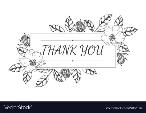 Hand drawn floral thank you card template Vector Image