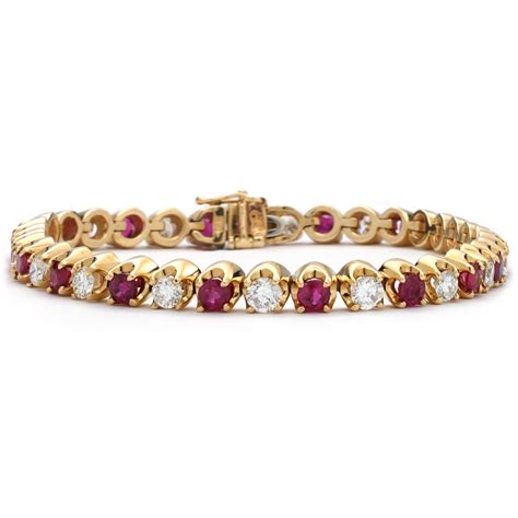 Ruby & Diamond Tennis Bracelet in Yellow Gold | New York Jewelers Chicago