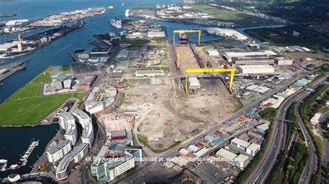 Aerial view of Harland and Wolff and Shipyard Dockyard where RMS ...