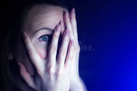 Woman is Watching Something Scary. Close Up Scared Girl Face Stock Photo - Image of shocked ...