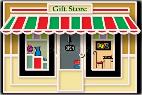 Local Gift Store Illustration Stock Vector - Illustration of moldures ...