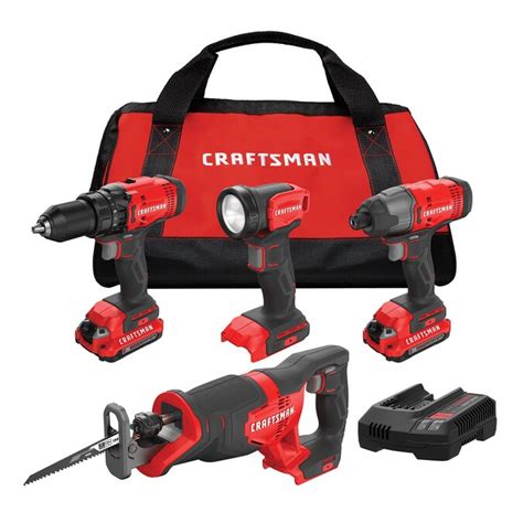 CRAFTSMAN V20 4-Tool 20-Volt Max Power Tool Combo Kit with Soft Case ...