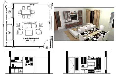 Living Room Furniture Interior Design AutoCAD File - Cadbull