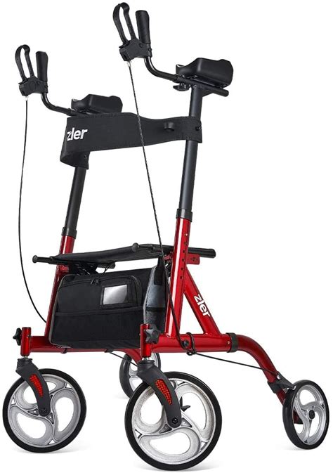 Zler Armrest Tall Walker with 10” Front Wheels, Stand Up Folding Rollator Walker Back Rolling ...