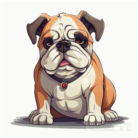 Dog Clipart-cartoon style brown whtie bulldog clip art