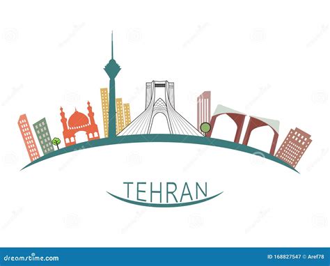 Azadi Tower in Iran - Tehran Vector Illustration Set Stock Vector ...