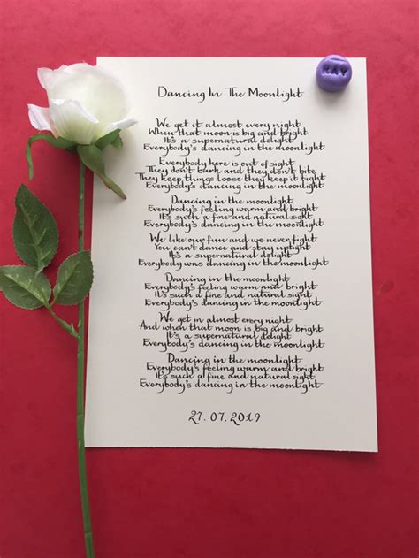 Dancing in the Moonlight Print Lyrics Handwritten | Etsy