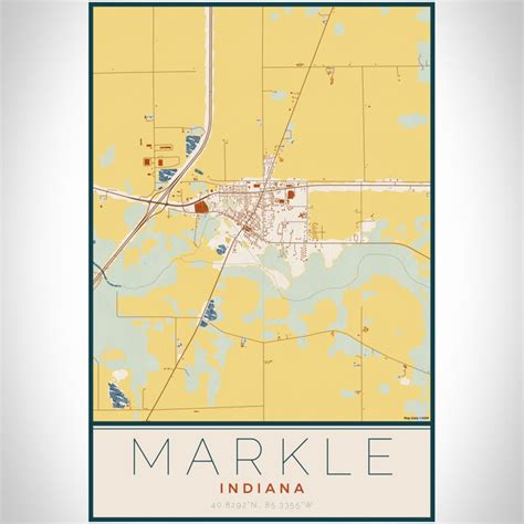 Markle - Indiana Map Print in Woodblock — JACE Maps