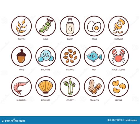 Food Allergen Icons Set, Vector. Stock Image | CartoonDealer.com #127398661