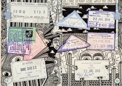 Artist "Tattoos" Passport Pages with Elaborate Ink Drawings