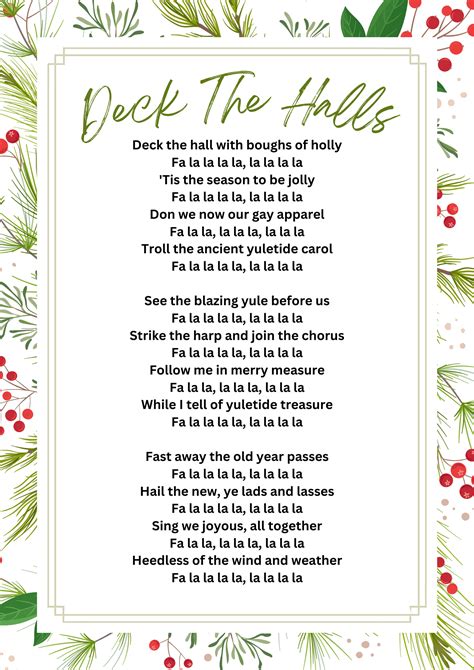 Free printable lyrics deck the halls, Download Free printable lyrics ...