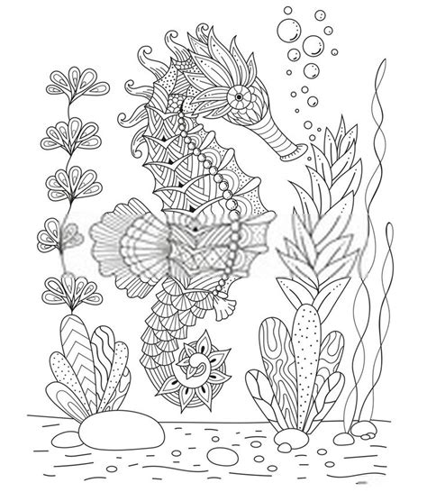 Ocean Coloring Book For Adults. Sea Creatures life, Ocean Magic Life ...