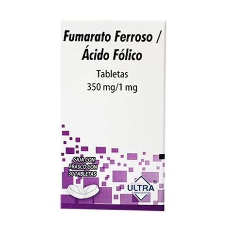 Fumarato Ferroso / Ácido Fólico 350 mg / 1 mg 30 tabletas | Walmart