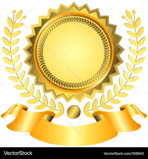 Golden award with ribbon Royalty Free Vector Image