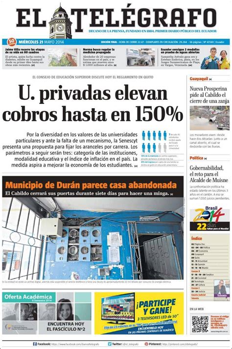 Periódico El Telégrafo (Ecuador). Periódicos de Ecuador. Edición de ...