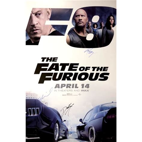 Autograph Signed Fast and Furious 8 Poster