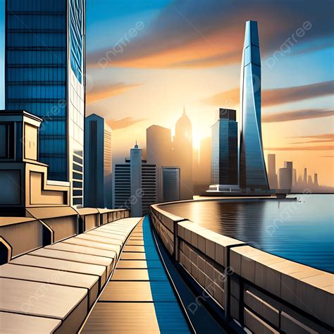 Ai City Background, Hd Background, Ocean, Building Background Image And ...