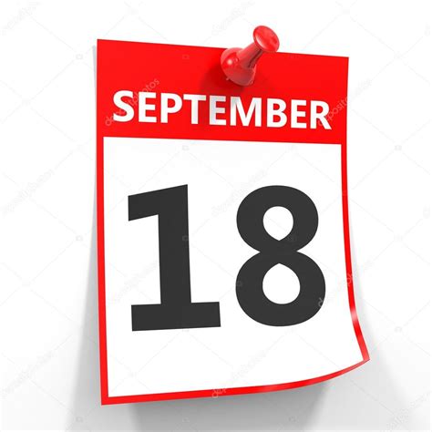 18 de septiembre calendario de hoja con pasador rojo — Foto de stock © iCreative3D #89673554