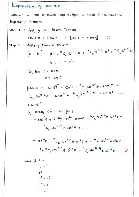 Expansion of cos n theta - Trigonometry And Differential Equations - Studocu