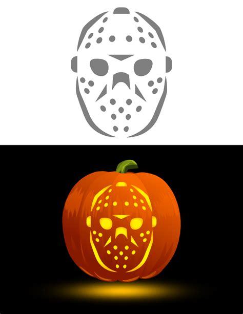 Printable Hockey Mask Pumpkin Stencil