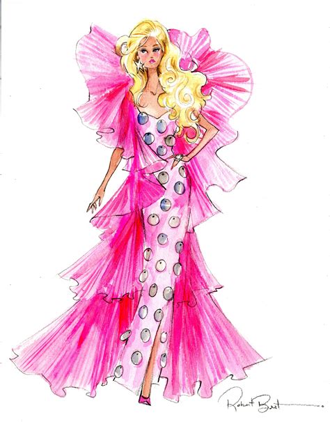 Moschino Barbie illustration by Robert Best | Barbie fashion sketches, Fashion illustration ...