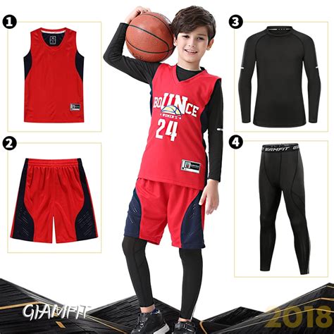 4PCS/Set Kids Winter Compression Sportswear Suits Basketball Jerseys ...