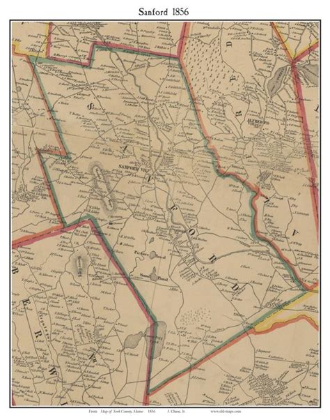 Sanford, Maine 1856 Old Town Map Custom Print - York Co. - OLD MAPS