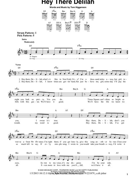 Hey There Delilah | Sheet Music Direct