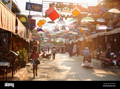 Pub Street Siem Reap in the daytime, Siem Reap town, Cambodia Asia Stock Photo - Alamy