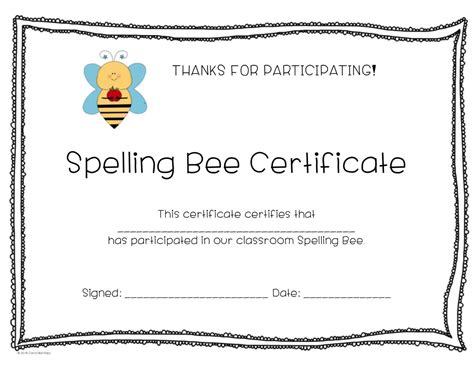 Spelling Bee Certificate | Bee certificate, Spelling bee, Certificate templates