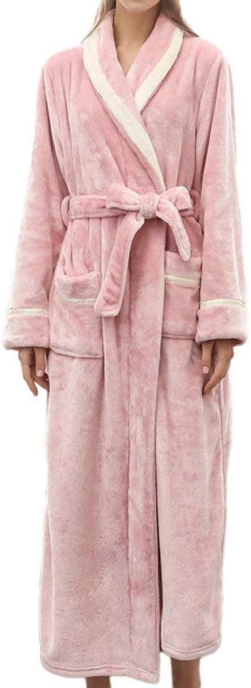 Flannel Winter Warm Sleep Robes Pajama Sets Long Bath Robe Bathrobe Dressing Gown Robes Women ...